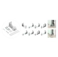 817INOX Фиксатор амбарной двери с двумя белыми роликами (большой и малый)