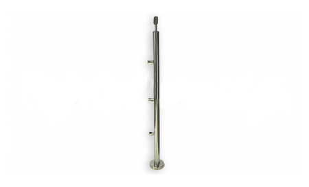 Стойка готовая из нерж стали д38.1мм, с фланцем, низом стойки и наконечником, 3 ригелядержателя