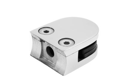 Стеклодержатель на стойку Д38мм, штампованный полукруглый, р-р 40х24х55 (aisi 304)