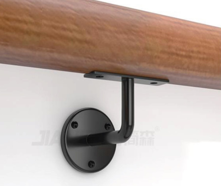 RHB Усиленный держатель поручня прямой, черный. Диаметр основания 64,5мм.