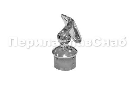 Наконечник на стойку Ф38,1 с ложементом под поручень Ф50,8, шарнирный, регулируемый, полированный внутренний