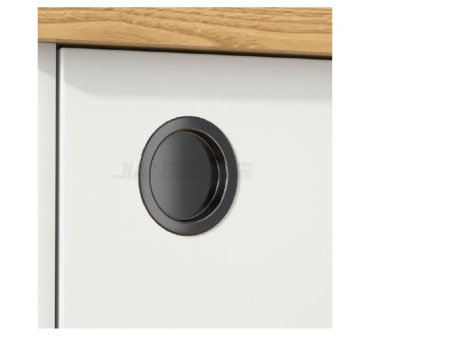 693 Ручка для амбарной двери LOFT. Врезная, круглая черная. Диметр внутр/внеш  44/52 мм.