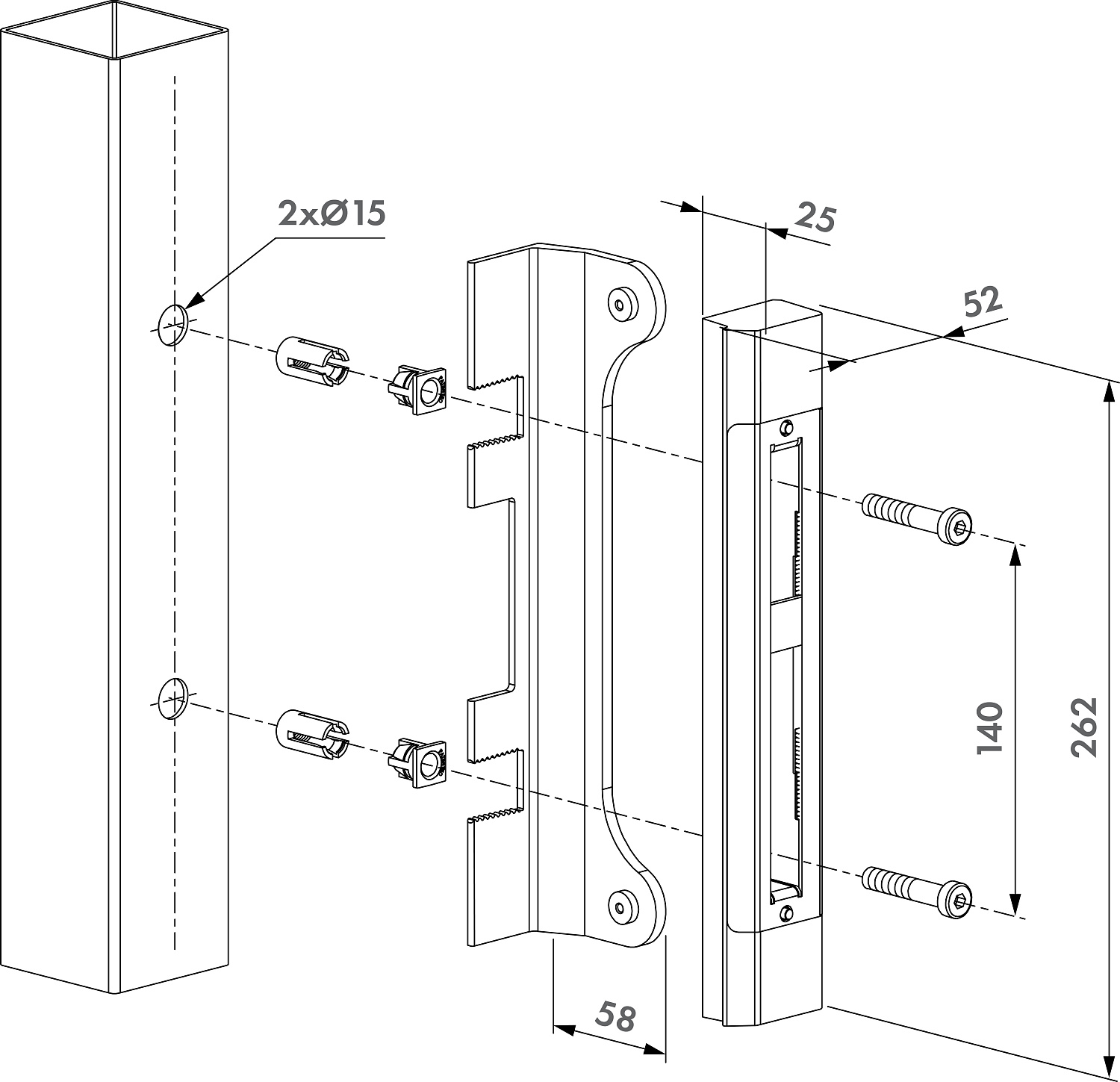 SFKO-ALUMQF Накладная ответная планка из нержавеющей стали для врезных замков — алюминий