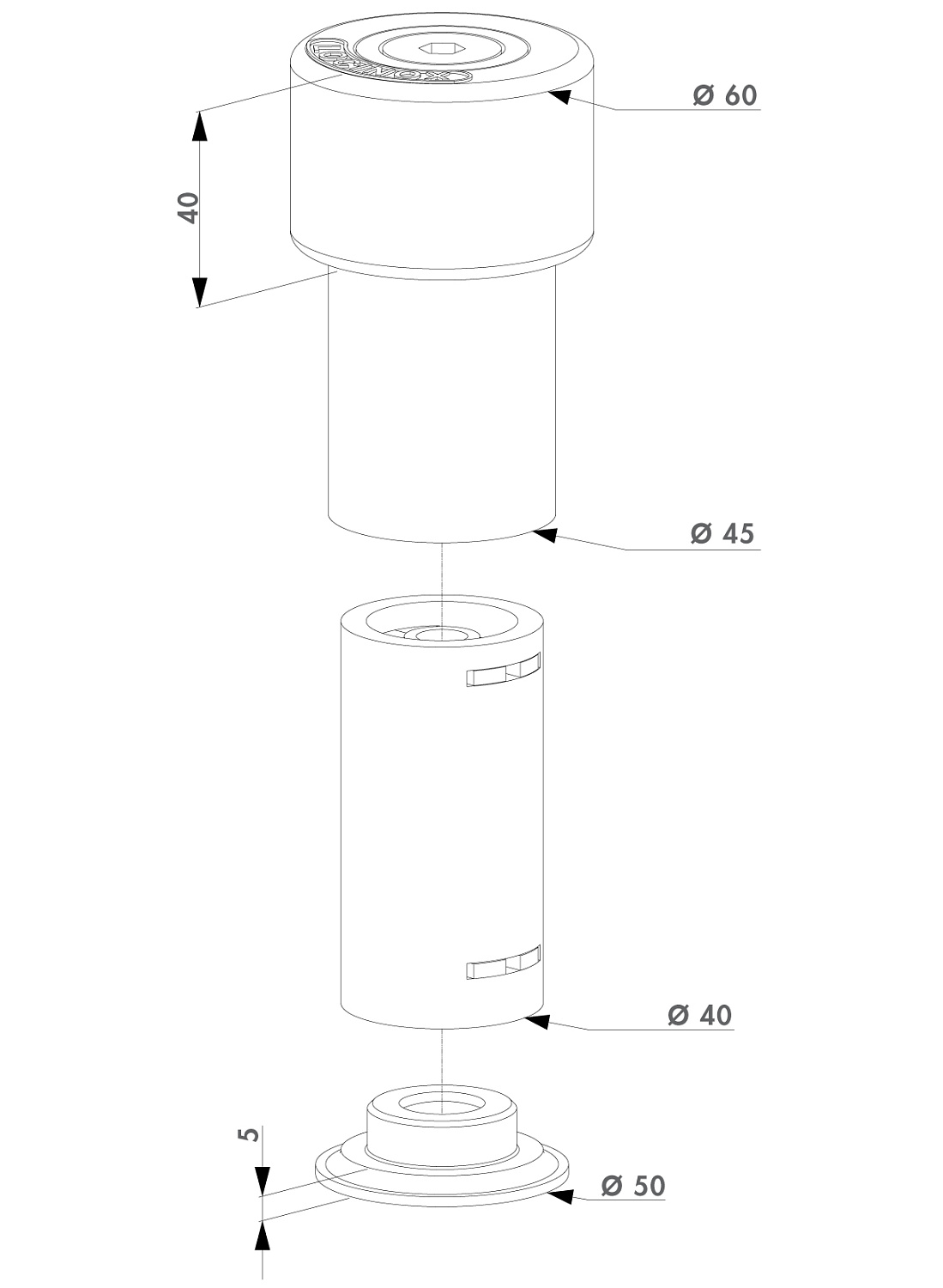 GATESTOP Отбойник нижний из алюминия с резиновым стопором